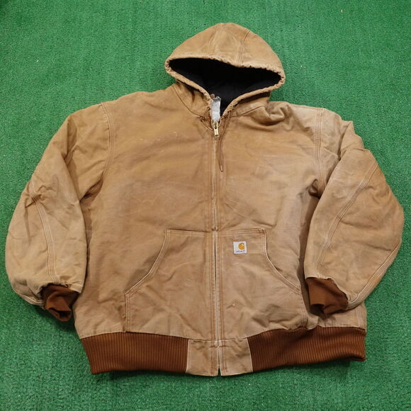 VINTAGE CARHARTT J140 BRN DUCK CANVAS HOODED JACKET MENS 3XL **READ** - Picture 1 of 16